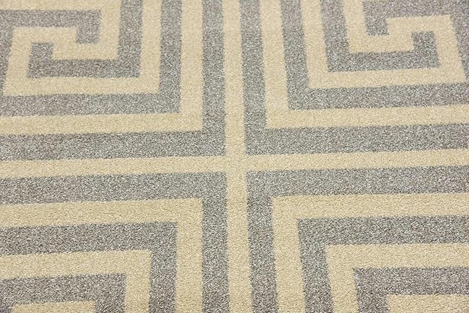 Unique Loom Athens Collection Classic Geometric Modern Border Design Area Rug (3' 3 x 5' 3 Rectangular, Gray/ Beige)