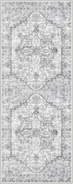 KOZYFLY Runners for Hallways 2x6 Ft Washable Kitchen Runner Rug Boho Runner Rug for Entryway Indoor Printed Oriental Faux Wool Floor Carpet Runner for Bedroom Kitchen Hall, Gray