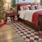 Lahome Christmas Runner Rug, 2x8 Christmas Kitchen Decor Checkered Non Slip Entryway Runner Rug, Checkerboard Red and Black Indoor Outdoor Xmas Decorations for Hallway 8ft Entry Bathroom