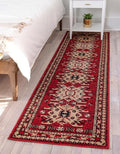 Unique Loom Taftan Collection Border Geometric Tribal Inspired Design Area Rug (2' 7 x 10' 0 Runner, Red/ Gold)