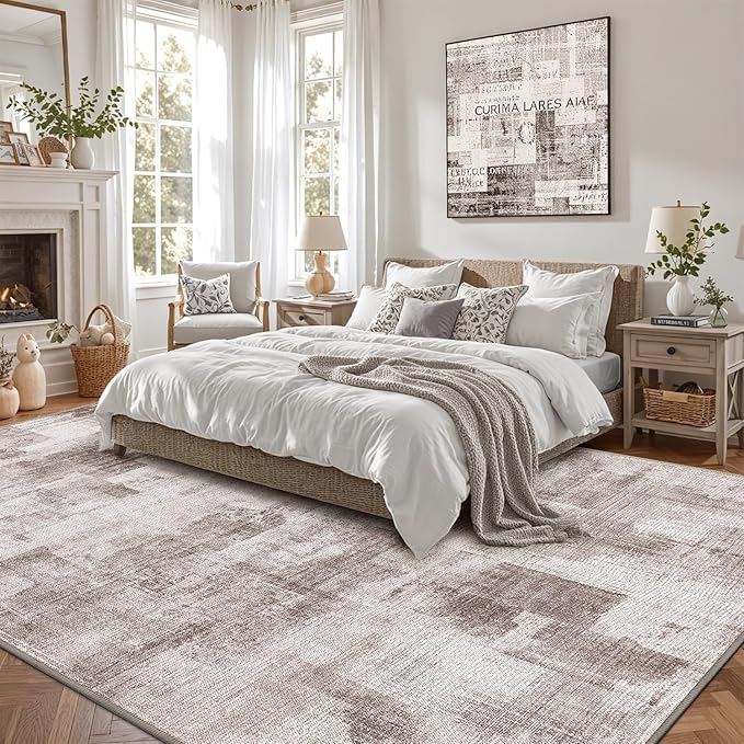 LUMI 8x10 Washable Low-Pile Area Rug for Living Room, Ultra Soft Modern Abstract Rugs Non Slip with Rubber Backing, High Traffic, Stain Resistant Carpets, Ideal for Bedroom, Dining Room, Indoor