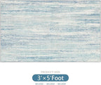 MUJOO 3x5 Rug Washable,Entryway Rug Small Area Rugs for Bedroom Living Room Kitchen Bathroom,Modern Abstract Non Slip Carpet,Indoor Entry Mat,Low Pile Throw Rug Accent Blue