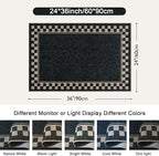 OJIA Easy Jute Kitchen Rug, 2x3 Black Indoor Door Mat Checkered Washable Area Rug Non-Slip Farmhouse Modern Outdoor Doormat Front Door Mat Indoor Entrance Throw Rugs for Entryway Doorway Bathroom