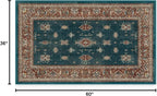 RUGGABLE Washable Vintage Area Rug – Verena Teal Blue 3x5, Stain-Resistant, Non-Slip – Small Machine Washable Rugs for Living Room, Bedroom, Hallway, Entryway & Office–with Standard Pad