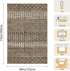 4x6 Machine Washable Area Rug for Living Room, Brown Vintage Moroccan Rug Large Non-Slip Low Pile Soft Faux Wool Carpet, Kids and Pets Friendly for Bedroom Dining Room Farmhouse Home Decor Rug