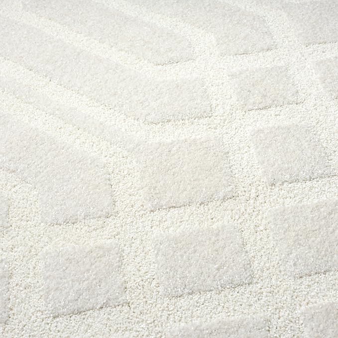 Abani Cozy Cream Area Rug for Living Room, Bedroom - Geometric Diamond Pattern - 5' x 8' - Durable & Easy to Clean