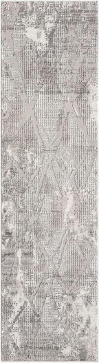 Adel Modern Runner Rug for Kitchen, 2x7 Rustic Distressed Abstract Gray Runner, Medium Pile Stain Resistant Carpet for Bedroom, Hallway or Entryway (2' x 7, Gray)