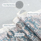 LIVEBOX 8x10 Washable Area Rug - Large Vintage Tribal Living Room Rug Oriental for Bedroom, Non-Slip Retro Medallion Carpet Print Distressed for Dining Room Guest Office