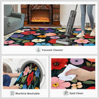 Boho Flowers Rugs for Bedroom - 2x3 Area Rug - Cartoon Flowers Rugs for Living Room, Abstract 3D Floral Rug, Non-Slip Washable Home Decor Carpet