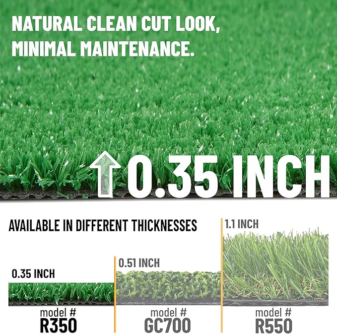 Ottomanson Artificial Grass Turf 7'10" x 26' Indoor Outdoor Faux Grass Rug with Drainage Holes, Customizable with Extra Long Size Options, Perfect for Patio Lawn Balcony Weddings Photoshoot Backdrop