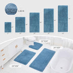 Blue Bathroom Rug 24x36 Non Slip Fluffy Bath Mat for Bathroom Floor Washable Plush Luxury Bath Rug for Tub Soft Shaggy Absorbent Shower Sink Mat