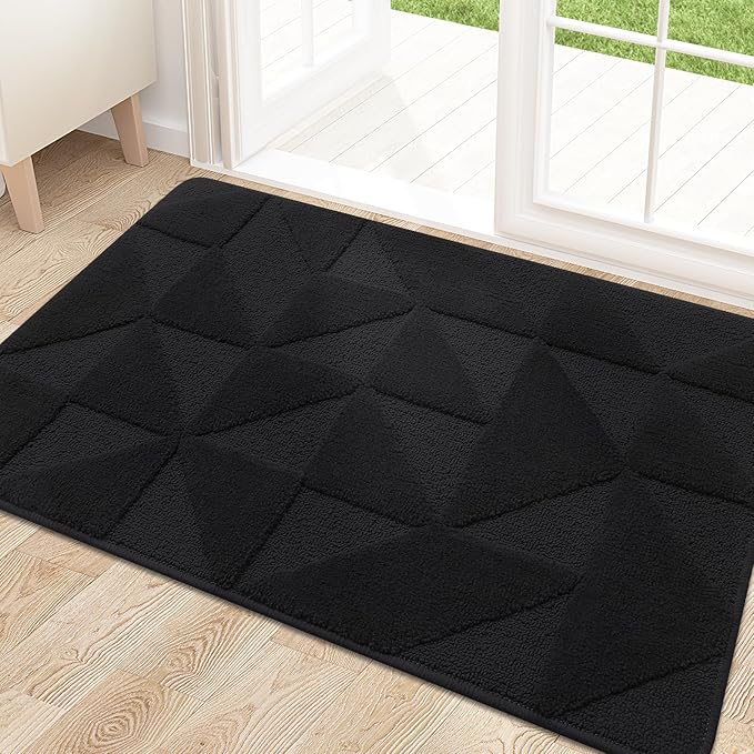 OLANLY Door Mats Indoor, Non-Slip, Absorbent, Dirt Resist, Entrance Washable Mat, Low-Profile Inside Entry Doormat for Entryway (30x17 inches, Black)