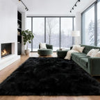 6x9 Shag Large Rugs for Living Room Bedroom, Fluffy Soft Durable Non-Shedding, Shaggy Bedside Rug for Dorm, Indoor Floor Carpet for Kids Girls and Boys, Dorms, Nursery Rooms, Home Decor, Black