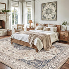 LUMI Washable Area Rug for Living Room, 5x8 Ultra Soft Traditional Rugs Non Slip with Rubber Backing, Low Profile, High Traffic, Stain Resistant Carpets, Ideal for Bedroom, Dining Room, Indoor