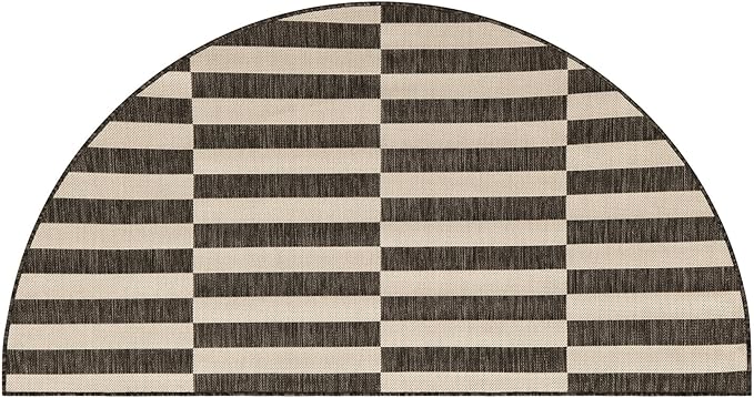 Unique Loom Outdoor Striped Collection Area Rug - Striped (3' 1" x 6' 1" Hearth Charcoal/Ivory)