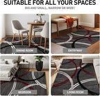 Rugshop Modern Wavy Circles Design Non-Shedding Area Rug, Carpet for Bedroom or Living Room, Red, 4' x 6'
