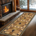 Pinecone Runner Rug, 2x8ft Rustic Country Style Hallway Runner Rug - Corridor & Foyer Area Rugs, Washable Non-Slip Mat, Country Home Decor Carpet for Indoor Living Room Hallway Spaces