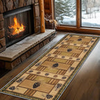 Pinecone Runner Rug, 4x12ft Rustic Country Style Hallway Runner Rug - Corridor & Foyer Area Rugs, Washable Non-Slip Mat, Country Home Decor Carpet for Indoor Living Room Hallway Spaces