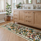 Washable Kitchen Runner Rug, Floral 2x6 Rug Runners for Hallways, Washbale Non Slip Beige Rugs, Soft Low Pile Carpet for Bedroom Entryway Laundry Room