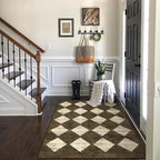 Lahome Machine Washable 3x5 Area Rug, Soft Rugs for Entryway Non Slip Kitchen Rugs, Moroccan Trellis Non Slip Non Shedding Printed Indoor Front Door Carpet for Bathroom Entrance, Brown