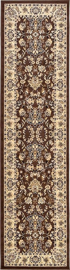 Rugs.com Yasmin Collection Rug – 10 Ft Runner Brown Medium Rug Perfect for Hallways, Entryways
