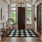 Lahome Moroccan Trellis Area Rug - 3x5 Washable Black Entry Rug Non Slip Living Room Mat, Distressed Lattice Soft Stain Resistance Indoor Throw Carpet for Front Door Foyer Bedroom Bathroom