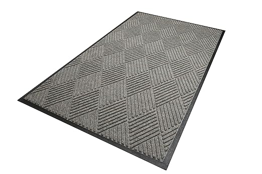WaterHog Diamond | Commercial-Grade Entrance Mat with Rubber Border – Indoor/Outdoor, Quick Drying, Stain Resistant Door Mat (Medium Grey, 2' x 3')