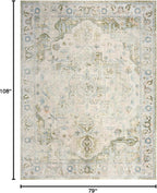 Nourison Home Astra Machine Washable Blue Green 6'7" x 9' Area Rug - Easy Clean, Non Shedding, Bed Room, Living Room, Dining Room, Kitchen (7' x 9')