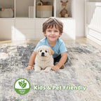 6x9 Area Rugs Living Room: Washable Large Abstract Modern Soft Rug Stain Resistant Indoor Floor Non Slip Accent Carpet for Bedroom Nursery Playroom Dining Room Office Dorm Home House- Grey Brown