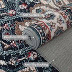 Easy-Going Area Rug 5x7 Medallion Distressed Washable Rugs for Living Room Non-Slip Bedroom Rug Low Pile Lightweight Vintage Retro Throw Rug for Dining Room Kitchen Home Office Carpet, Teal Brick