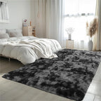 Zentavio Black and Grey Area Rugs for Living Room Large Men Room Carpet 9x12 Bedroom Fluffy Furry Shag Aesthetic Plush High Pile Floor Rug for Kids Room Dorm Home Decor Gray