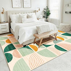 MUJOO Green Washable Rugs 9x12,Boho Area Rugs for Living Room Bedroom Dining Room,Large Throw Floor Carpet Non Slip Soft Modern Abstract Sage Green