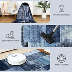 DweIke Washable Area Rugs for Living Room, 4x6 Soft Bedroom Rugs, Geometric Print Non-Slip Modern Rug, Stain Resistant Throw Carpets for Office Nursery Dining Room Home Dorm Decor, Navy Blue