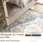 jinchan Runner Rug 3x10 Vintage Hallway Rug Kitchen Washable Runner Retro Floor Cover Lightweight Non-Slip Low Pile Thin Distressed Carpet for Entryway Bathroom Laundry Room Bedroom Stairway Orange
