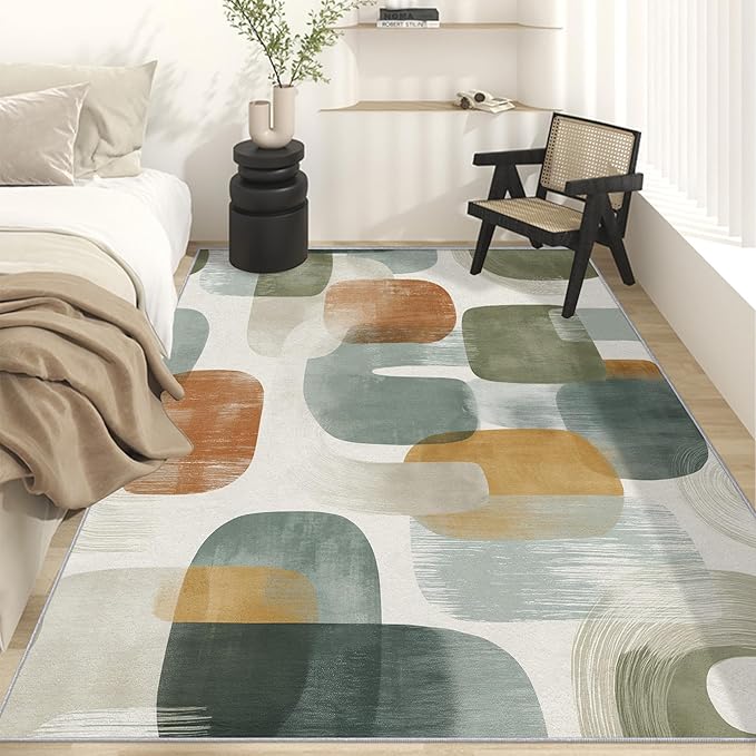 Mid Century Modern Rugs for Home Decor, 3x5 ft, Abstract Geometry Area Rugs for Living Room, Soft Non Slip Washable Boho Geo Geometric Carpet Bedroom Decorations Dt-Ghf-19