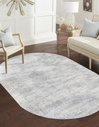Unique Loom Finsbury Collection Area Rug - Sarah (5' 3" x 8' Oval, Gray/ Ivory)