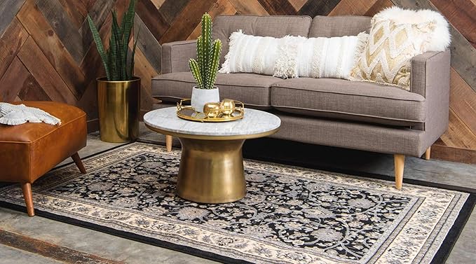 Unique Loom Sialk Hill Collection Area Rug - Washington (2' 2" x 3' 1" Rectangle Black/Gray)