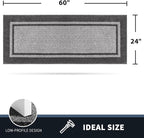 PURRUGS Dirt Trapping Door Mat 24" x 60", Non-Slip/Skid Machine Washable Entryway Rug, Shoes Scraper, Area Rug, Super Absorbent Welcome Mat for Muddy Wet Shoes and Paws, Light Grey & Dark Grey