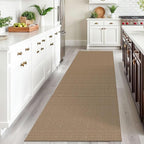 IOHOUZE Washable Runner Rug 3x10 Non Slip Rubber Backed Long Hallway Runner Entryway Runner Indoor, Kitchen Rugs Woven Cotton Floor Carpet for Hall Entrance, Orange/Tan/Brown