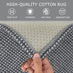 KOZYFLY Washable Area Rug 6x9 ft Rubber Backed Non Slip Rugs for Living Room Braided Cotton Bedroom Rug Woven Office Rugs Indoor Floor Carpets for Dining Bedroom Living Room, Grey/Dark Grey