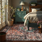 Lahome 6x9 Rugs for Living Room - Washable Non-Slip Ultra-Thin Living Room Carpet, Non-Shedding Oriental Vintage Distressed Carpet Rug for Dining Room Bedroom Office