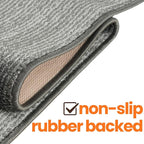 16ft Runner Rug by Custom Length - Striped Grey | Non-Slip Rubber Backed | Washable & Pet Friendly | No-Fray Edge Finished