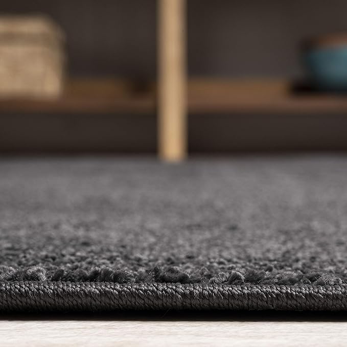 JONATHAN Y Haze Solid Low-Pile Black Indoor Area Rug 6x9, Coastal,Bohemian,Minimalist,Classic, Easy-Cleaning for Living Room,Bedroom,Kitchen,Pet Friendly,Non-Shedding (SEU100I-6)