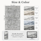 Washable Gray 5x8 Area Rugs, Neutral Vintage Grey and Ivory Carpet for Living Room Bedroom, Low Pile Thin Rug with Non Slip Rubber Backing for Dining Room Home Office