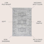 JONATHAN Y Modern Vintage Medallion Light Grey Indoor Area Rug, 3x5, Country, Floral, Easy-Cleaning for Living Room, Bedroom, Kitchen, Pet Friendly, Non-Shedding (MDP108B-3)