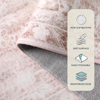 Lahome Pink Area Rugs 8x10,Washable Boho Living Room Rugs,Floral Large Area Rugs Non-Slip Soft Bedroom Rug 8x10 Under Bed Baby Girl Nursery Rug for Dining Room Table Office (Pink,8'X10')