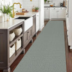 EARTHALL Extra Long Runner Rug 3x18 Ft Washable Runners for Hallways Cotton Non Slip Entryway Runner Braided Kitchen Runner Indoor Outdoor Carpet Runners for Hotels, Officel, Stair, Green/Grey