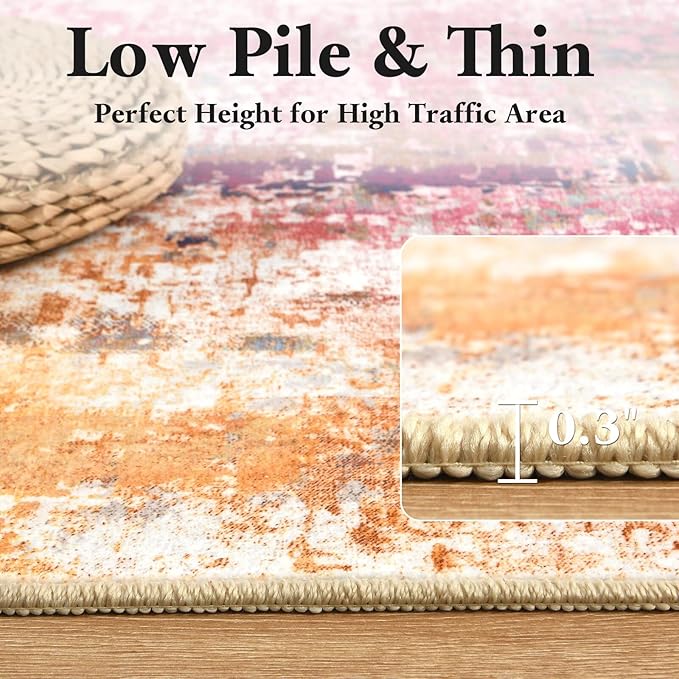 Washable Abstract Rug, 6x9 Modern Area Rugs with Non-Slip Rubber Backed for Living Room, Thin but Soft Contemporary Carpet Kitchen Bedroom Dining Room Decor, Galaxy