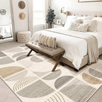 MUJOO Area Rug 6x9,Washable Rugs for Living Room Bedroom Dining Room,Large Boho Throw Floor Carpet Non Slip Soft Modern Abstract Bohemian Neutral Beige
