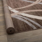 Rugshop Modern Wavy Circles Design Oval Rug, Non-Shedding Carpet for Bedroom, Living Room, or Dining Room, Brown, 5' x 7' Oval
